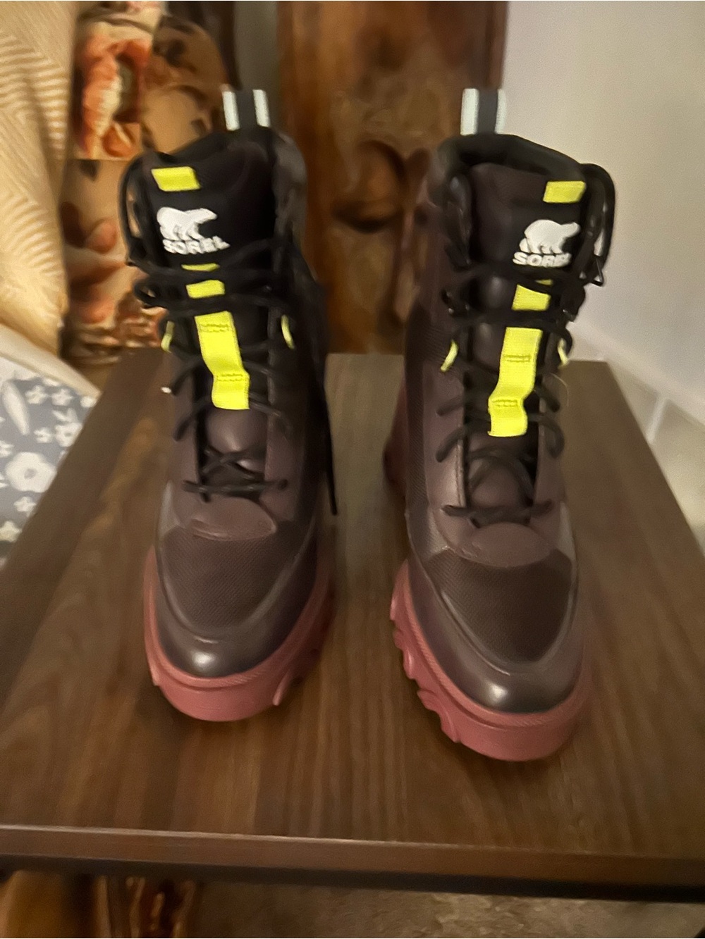 Sore women’s Brown with Neon Yellow Accent Winter Boots